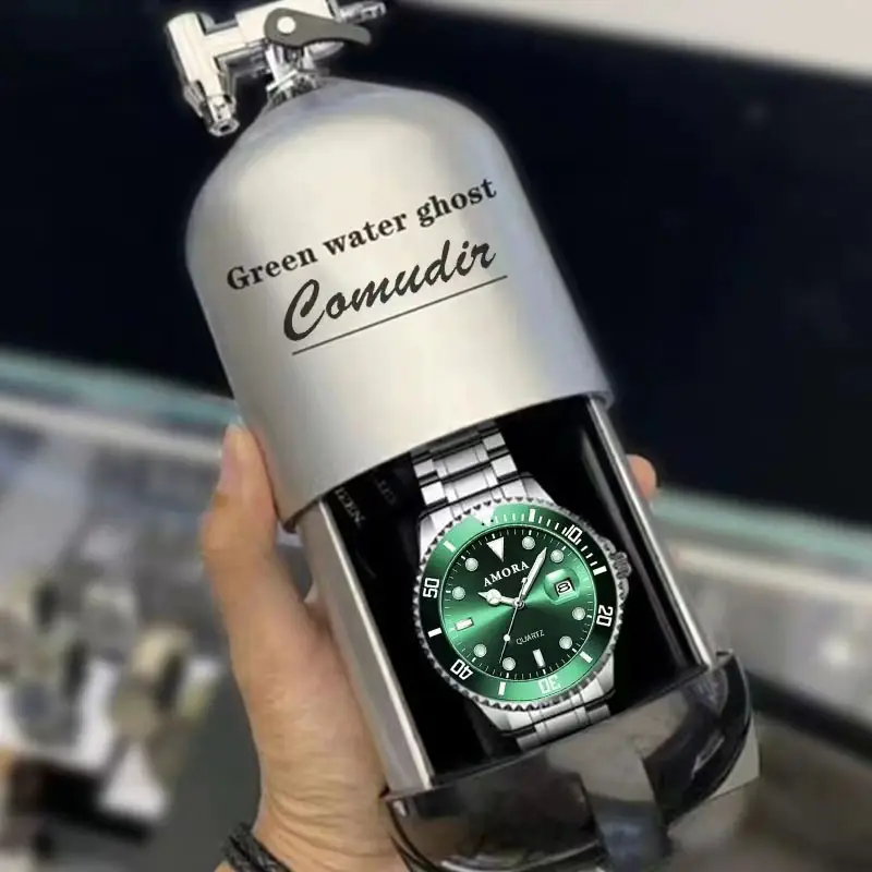 Men's Green Quartz Watch with Calendar & Waterproof Design — feature 8