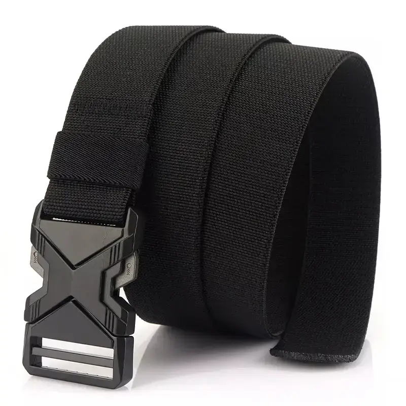 Men's Black Nylon Belt with Hatchpin Buckle