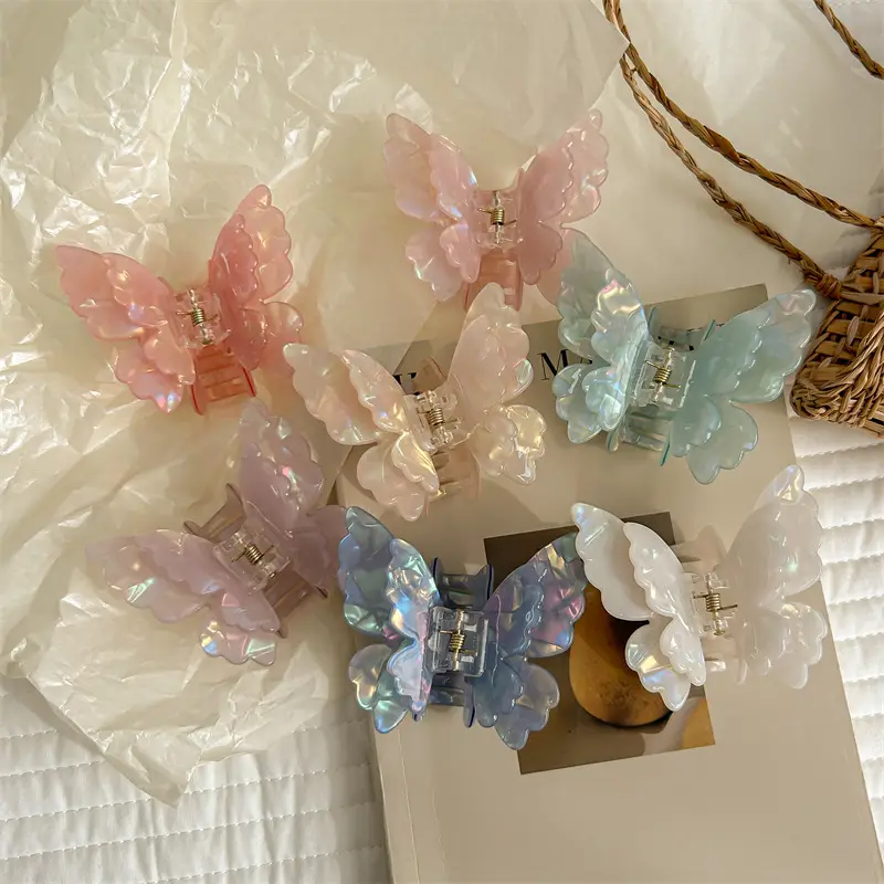 Sweet Milkshake Colorful Double Butterfly Hairpin for Women - Image 9