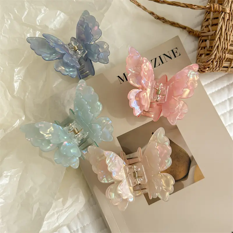 Sweet Milkshake Colorful Double Butterfly Hairpin for Women - Image 11
