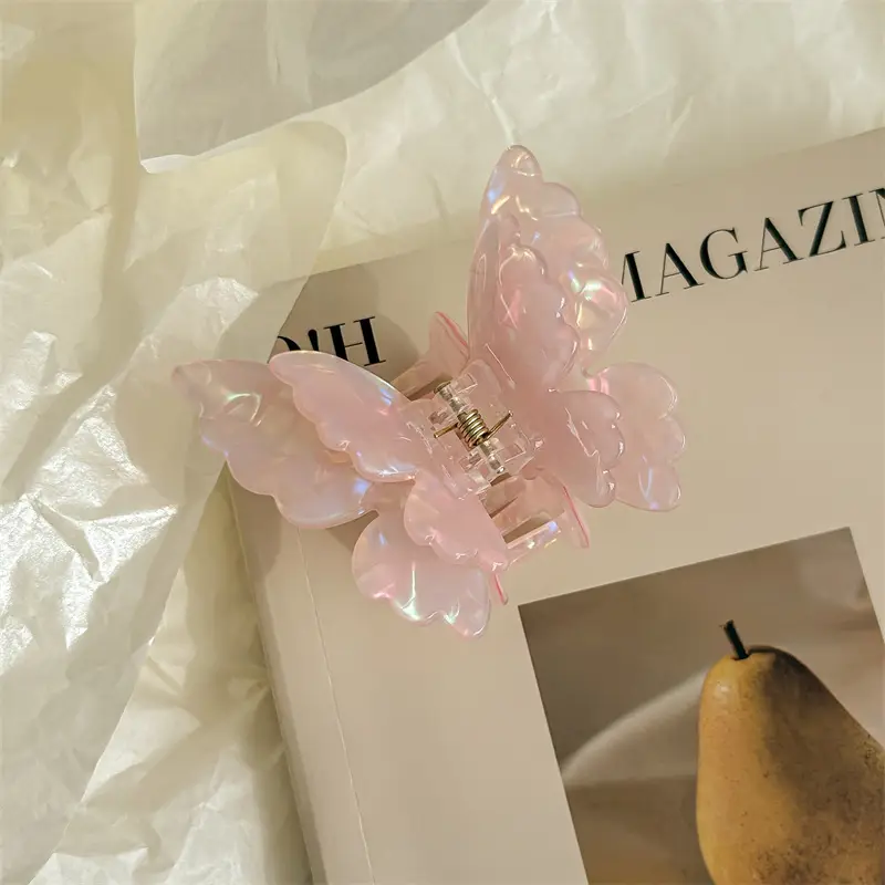Sweet Milkshake Colorful Double Butterfly Hairpin for Women - Image 2