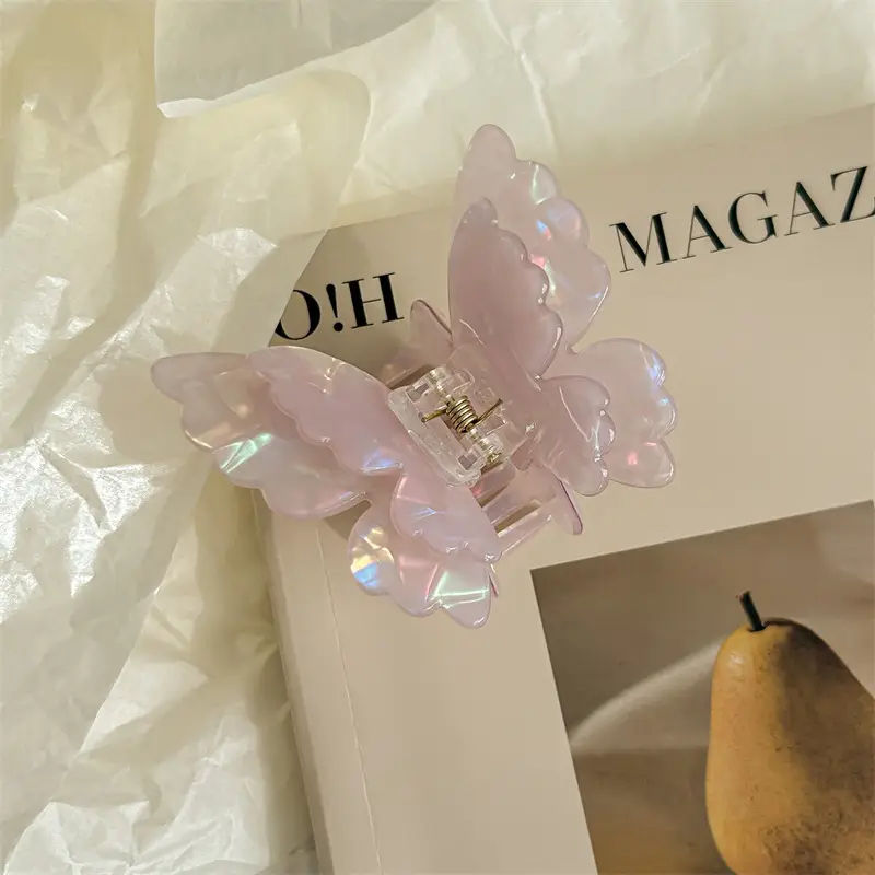 Sweet Milkshake Colorful Double Butterfly Hairpin for Women - Image 3