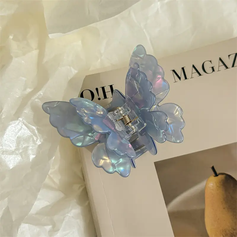 Sweet Milkshake Colorful Double Butterfly Hairpin for Women - Image 7