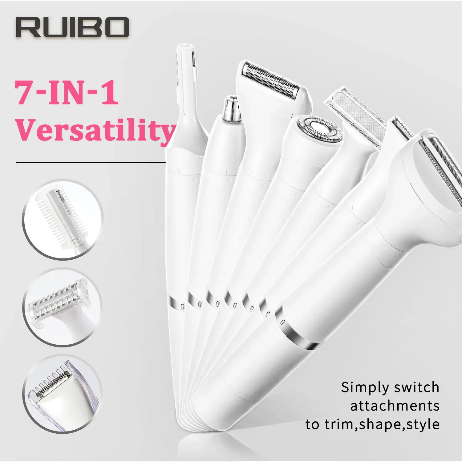 Rechargeable Women's Electric Shaver with 7-in-1 Hair Removal - Image 3