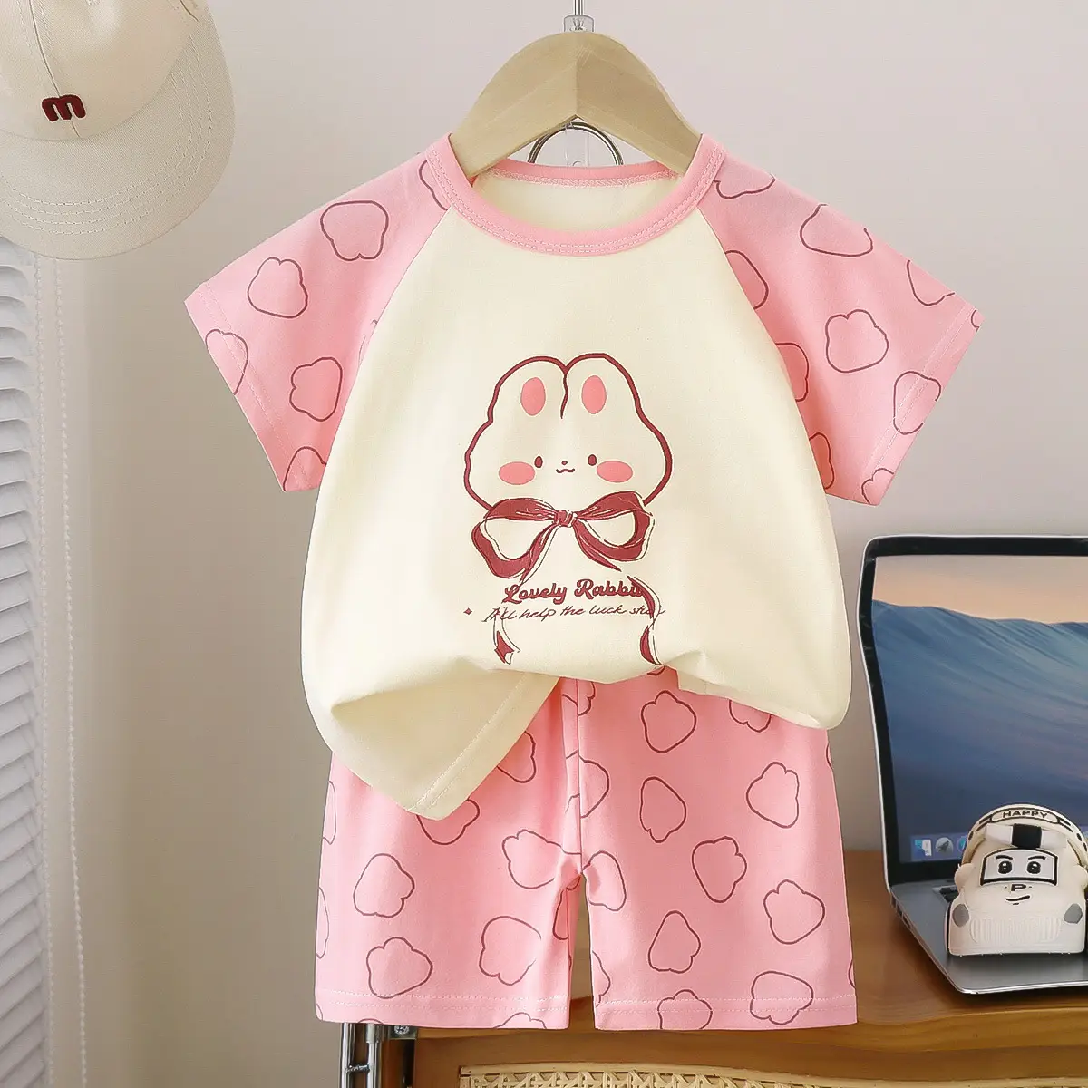 Baby Dinosaur Print Cotton Shorts Set Light Blue - Image 33