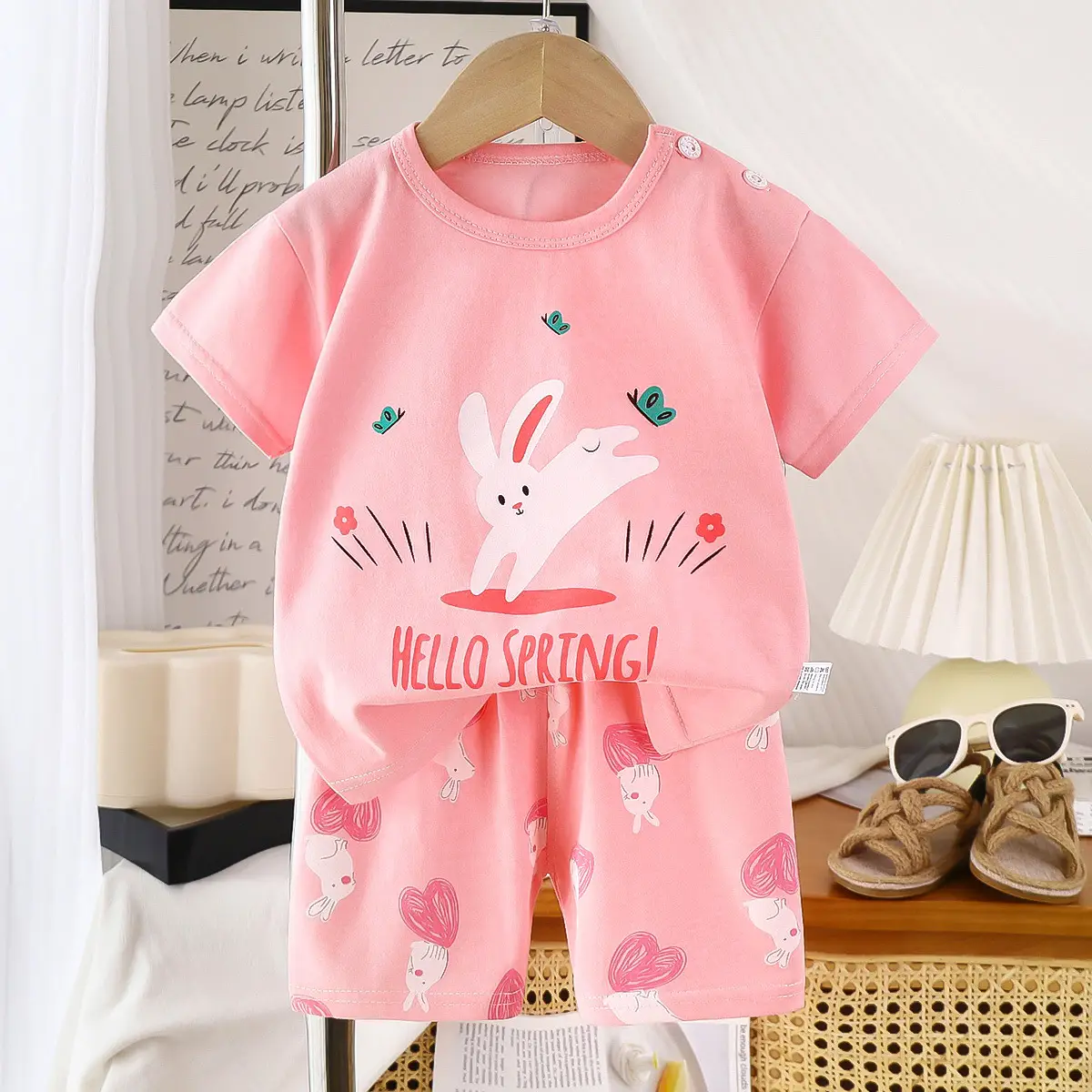 Baby Dinosaur Print Cotton Shorts Set Light Blue - Image 18