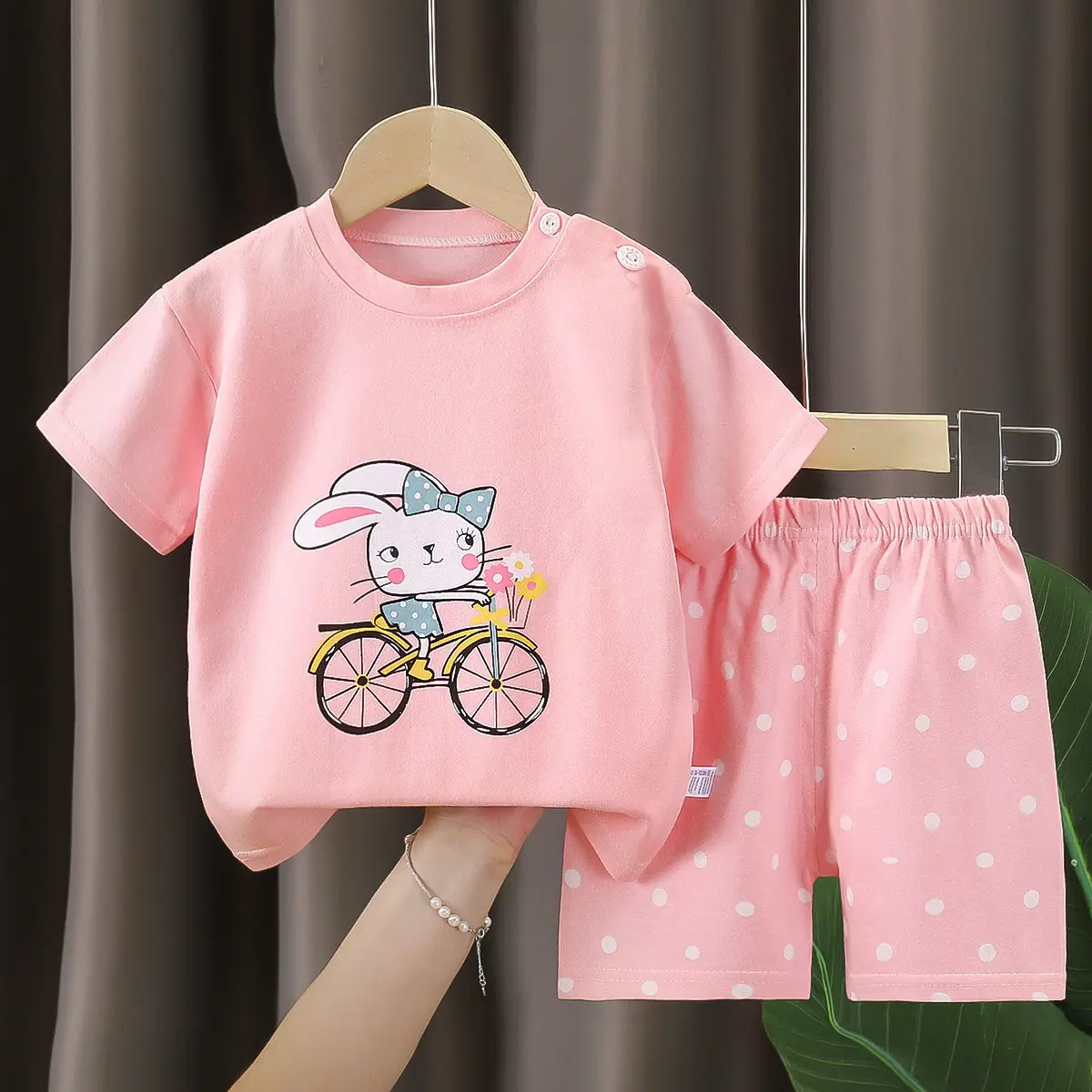 Baby Dinosaur Print Cotton Shorts Set Light Blue - Image 24