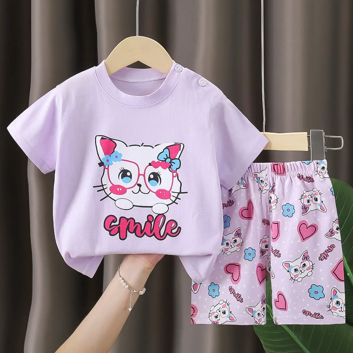 Baby Dinosaur Print Cotton Shorts Set Light Blue - Image 29