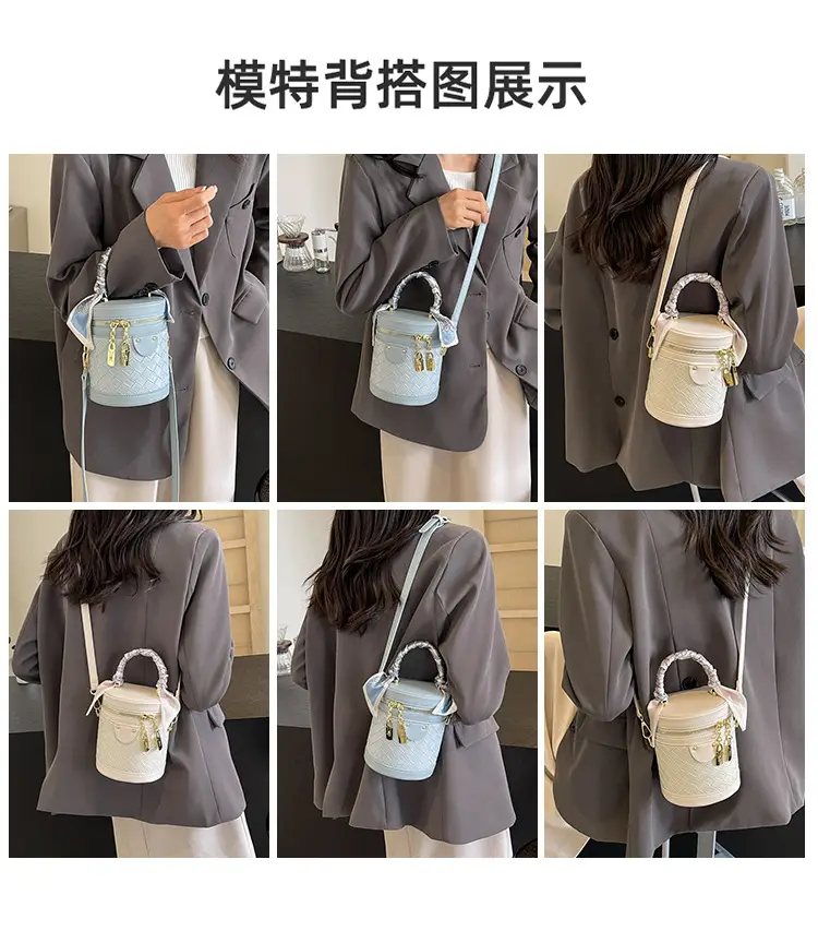 White Woven Silk Handbag with Gold Tassel Handles — feature 18