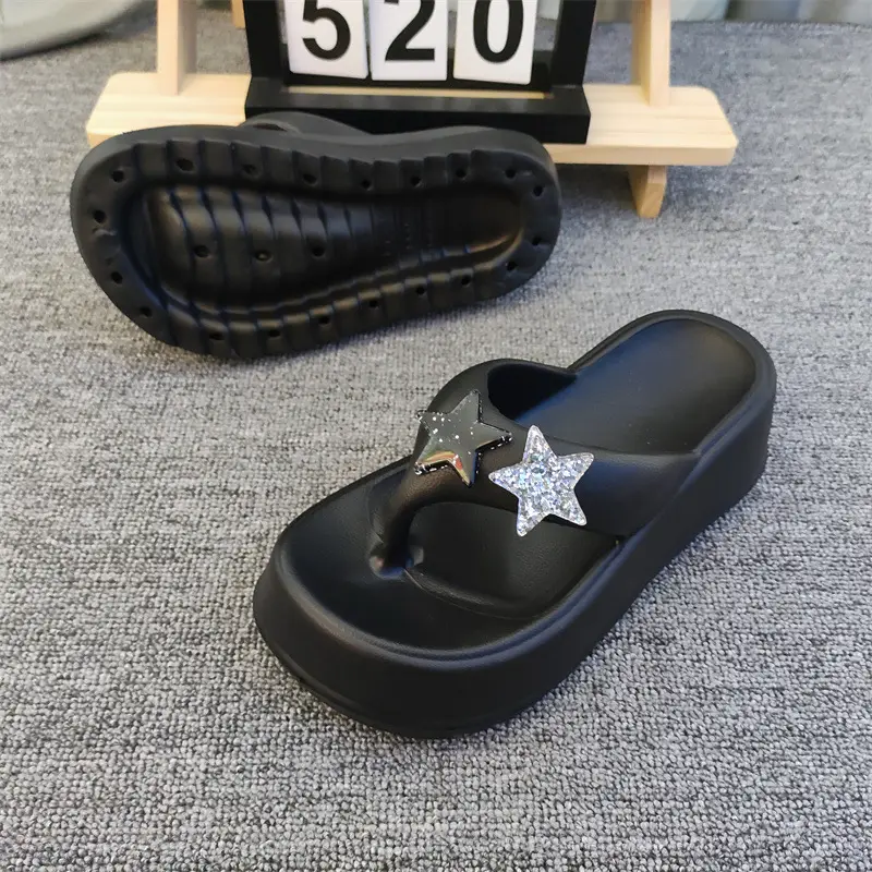 New Five-pointed Star Flip-flops Women's Outer Wear Summer Thick-soled Elevated Platform Cake-heel Beach Non-slip High-heeled Sandals for Women - Image 11