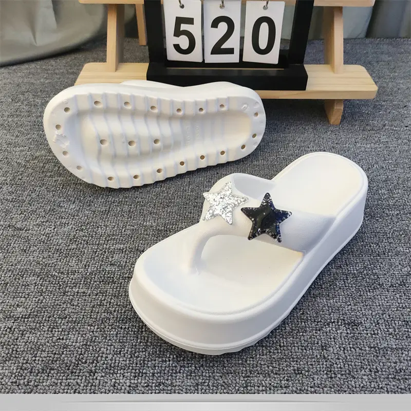 New Five-pointed Star Flip-flops Women's Outer Wear Summer Thick-soled Elevated Platform Cake-heel Beach Non-slip High-heeled Sandals for Women — feature 10