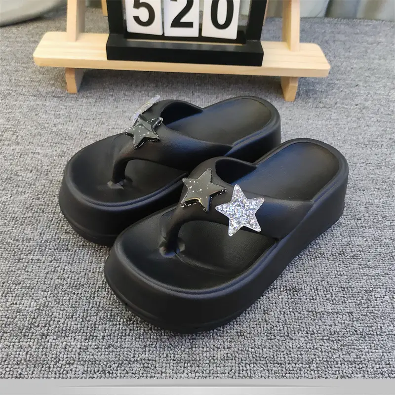 New Five-pointed Star Flip-flops Women's Outer Wear Summer Thick-soled Elevated Platform Cake-heel Beach Non-slip High-heeled Sandals for Women — feature 13
