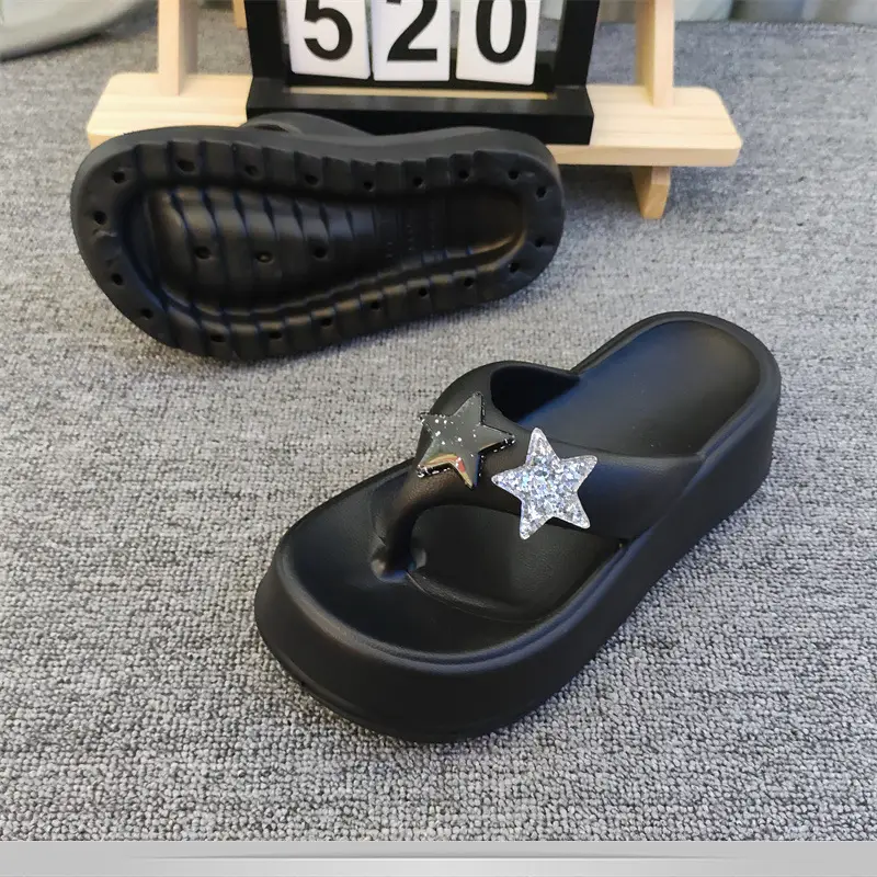 New Five-pointed Star Flip-flops Women's Outer Wear Summer Thick-soled Elevated Platform Cake-heel Beach Non-slip High-heeled Sandals for Women — feature 14