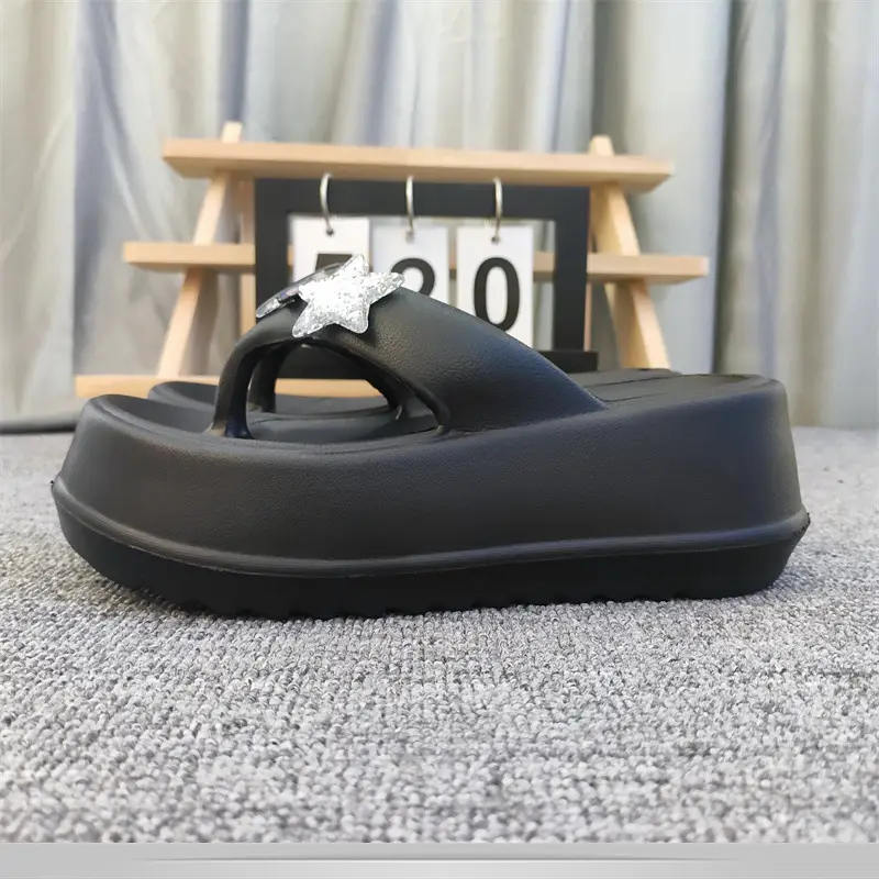 New Five-pointed Star Flip-flops Women's Outer Wear Summer Thick-soled Elevated Platform Cake-heel Beach Non-slip High-heeled Sandals for Women — feature 15