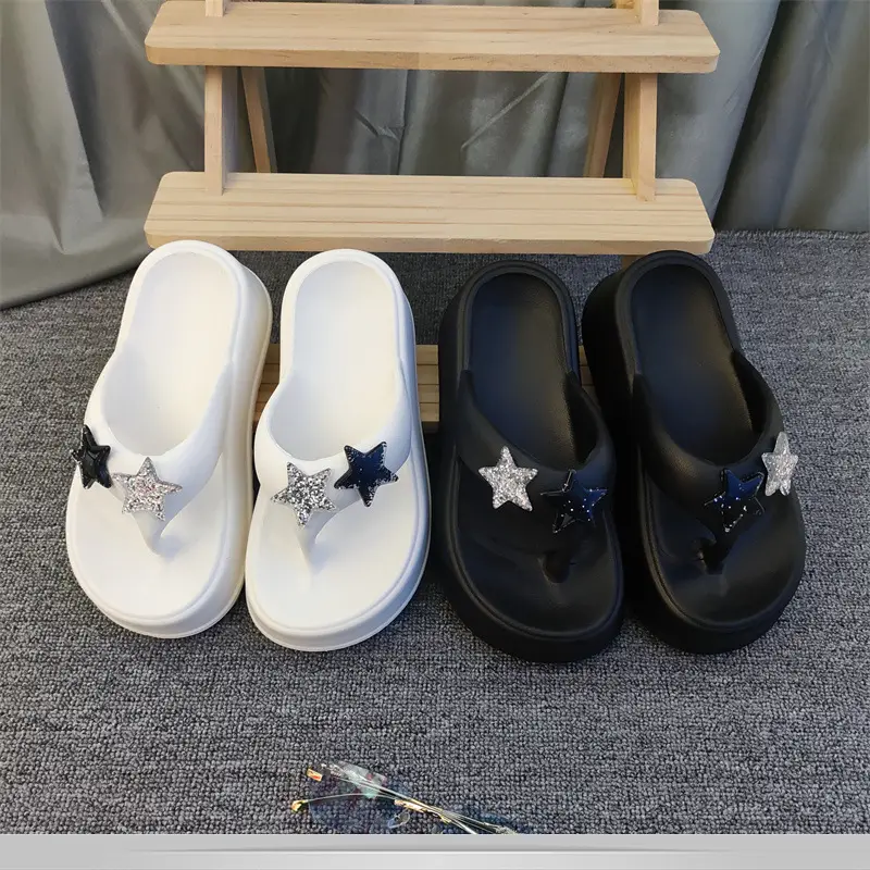 New Five-pointed Star Flip-flops Women's Outer Wear Summer Thick-soled Elevated Platform Cake-heel Beach Non-slip High-heeled Sandals for Women — feature 7