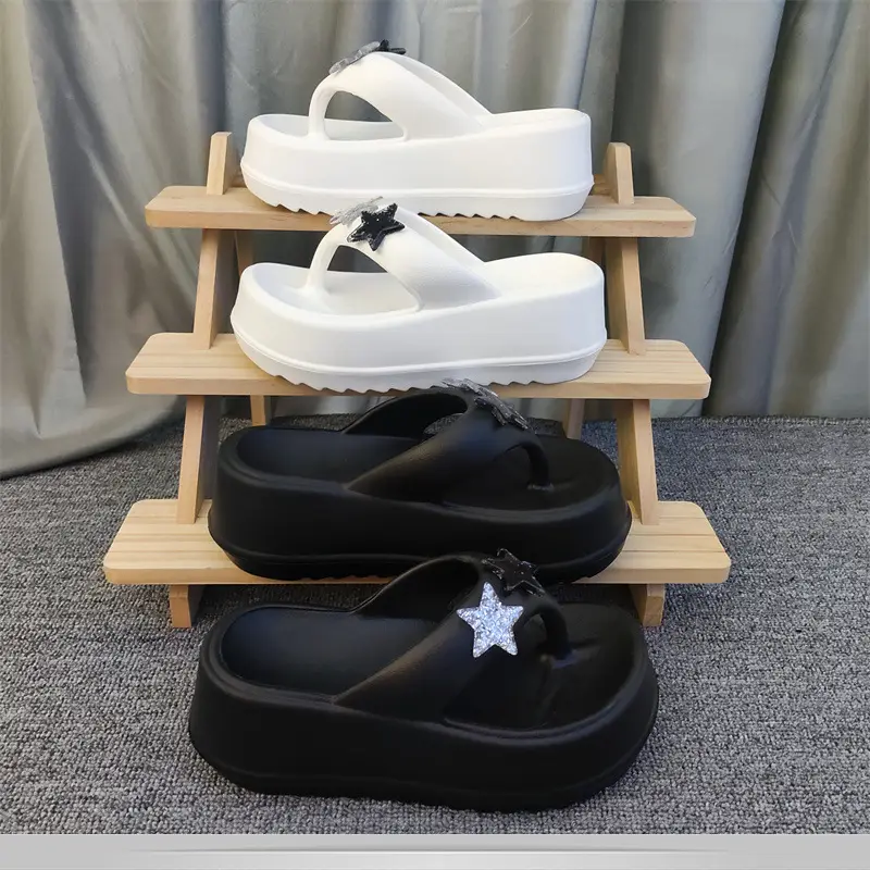 New Five-pointed Star Flip-flops Women's Outer Wear Summer Thick-soled Elevated Platform Cake-heel Beach Non-slip High-heeled Sandals for Women — feature 8