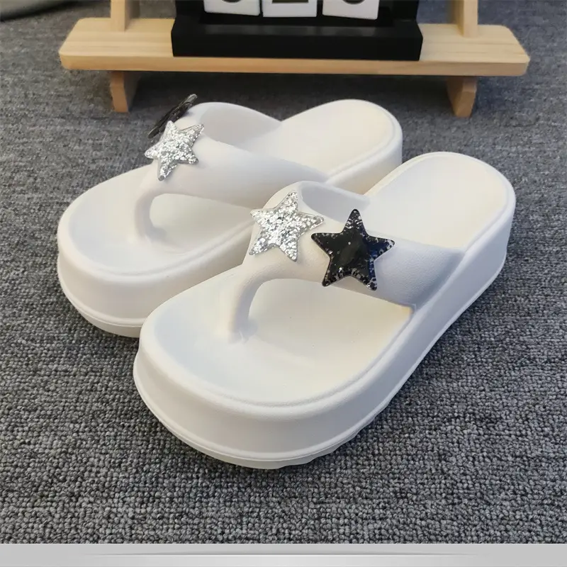 New Five-pointed Star Flip-flops Women's Outer Wear Summer Thick-soled Elevated Platform Cake-heel Beach Non-slip High-heeled Sandals for Women — feature 9