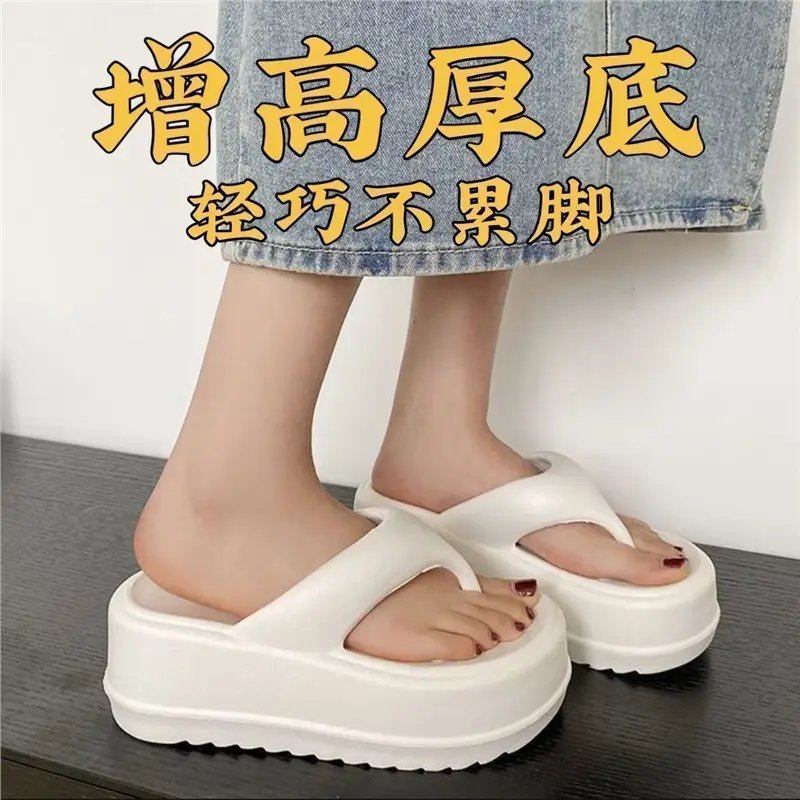 Internet Celebrous Thick Bottom 7cm Flip-Flops Women's 2025 Summer New Style Clip Toe Platform Sandals for Outer Wear Small Beach Shoes - Image 6