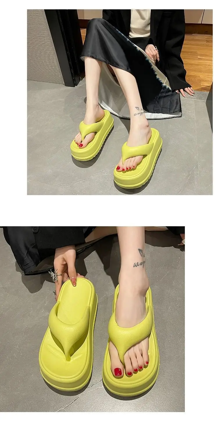 Internet Celebrous Thick Bottom 7cm Flip-Flops Women's 2025 Summer New Style Clip Toe Platform Sandals for Outer Wear Small Beach Shoes — feature 12