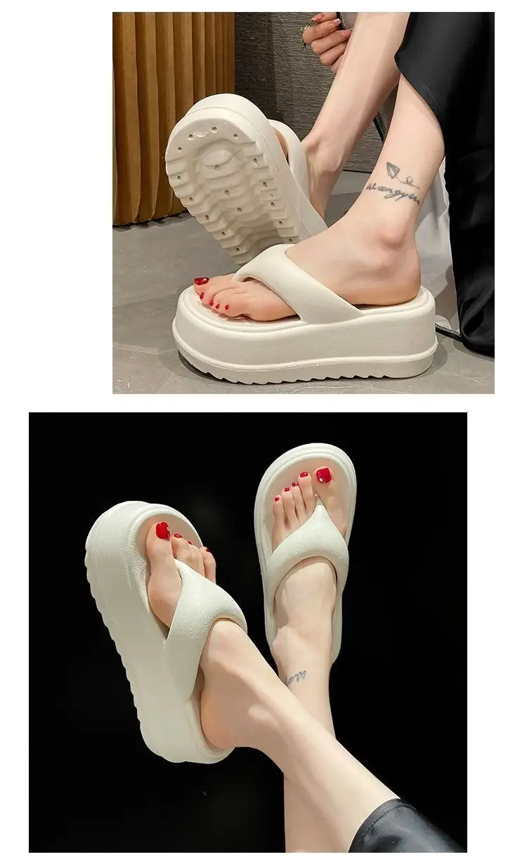 Internet Celebrous Thick Bottom 7cm Flip-Flops Women's 2025 Summer New Style Clip Toe Platform Sandals for Outer Wear Small Beach Shoes — feature 14