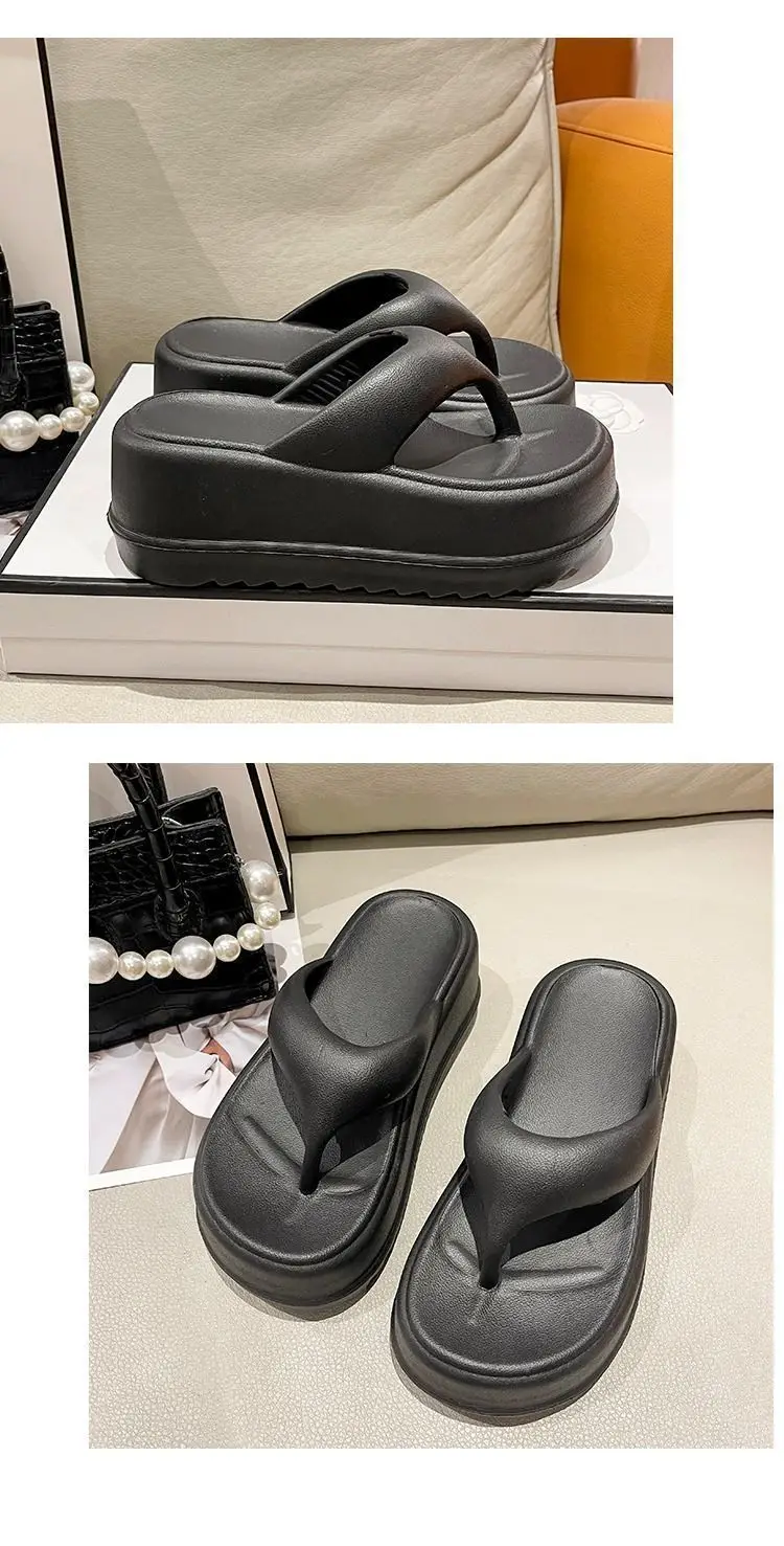 Internet Celebrous Thick Bottom 7cm Flip-Flops Women's 2025 Summer New Style Clip Toe Platform Sandals for Outer Wear Small Beach Shoes — feature 18