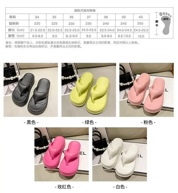 Internet Celebrous Thick Bottom 7cm Flip-Flops Women's 2025 Summer New Style Clip Toe Platform Sandals for Outer Wear Small Beach Shoes — feature 3