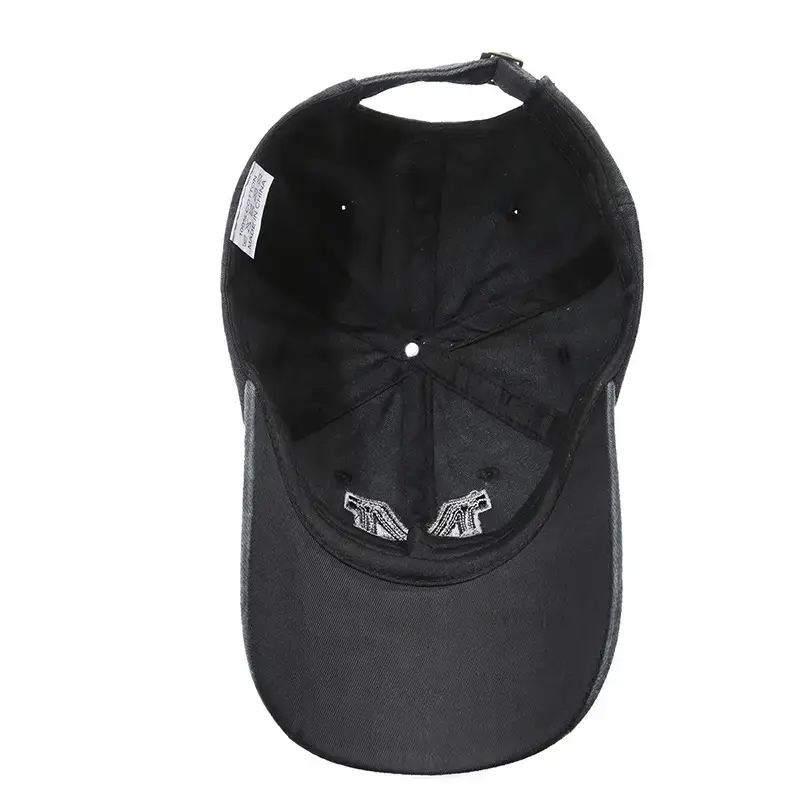 Men Vintage Denim Baseball Cap with Buckle - Image 6