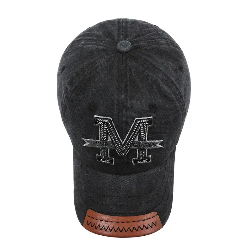 Men Vintage Denim Baseball Cap with Buckle - Image 7