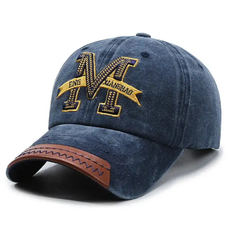 Men Vintage Denim Baseball Cap with Buckle - Image 9