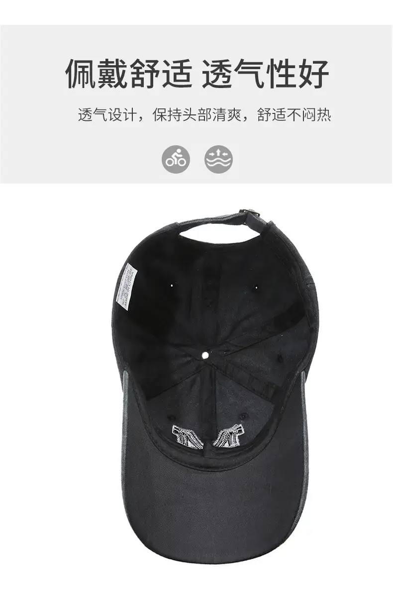 Men Vintage Denim Baseball Cap with Buckle — feature 10