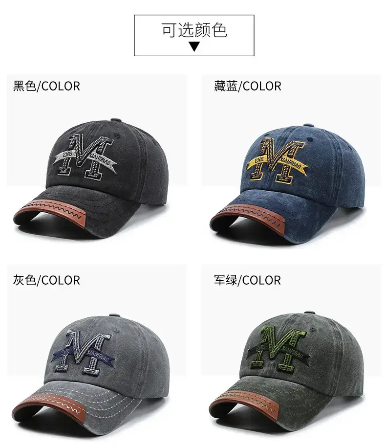 Men Vintage Denim Baseball Cap with Buckle — feature 12