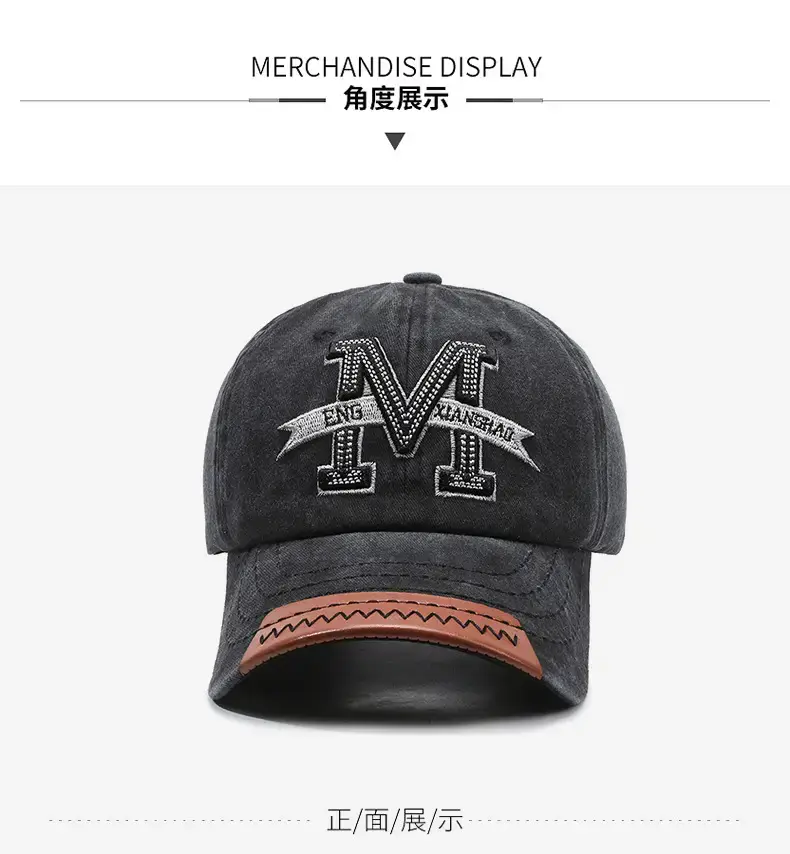 Men Vintage Denim Baseball Cap with Buckle — feature 13