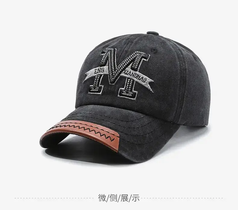 Men Vintage Denim Baseball Cap with Buckle — feature 14