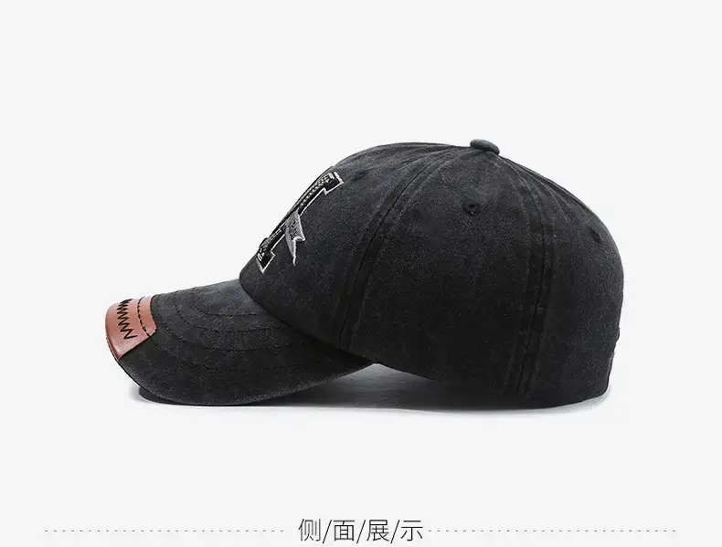Men Vintage Denim Baseball Cap with Buckle — feature 15