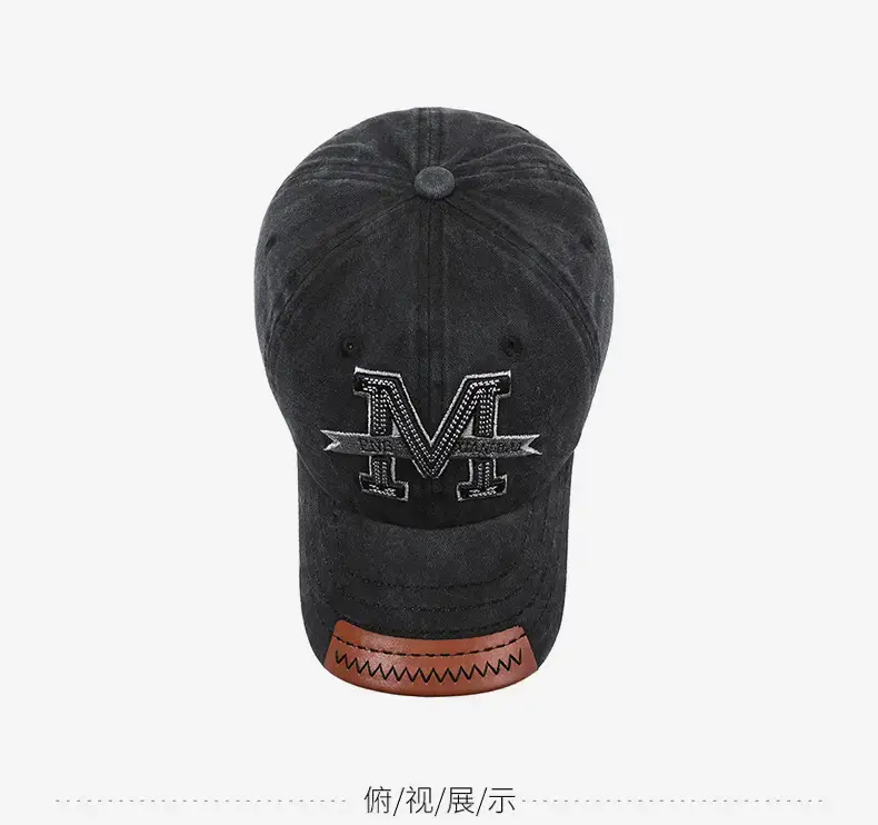 Men Vintage Denim Baseball Cap with Buckle — feature 17