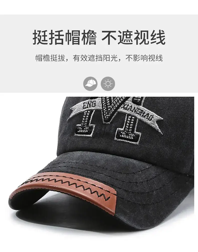Men Vintage Denim Baseball Cap with Buckle — feature 7