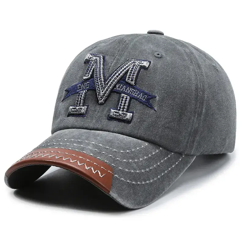 Men Vintage Denim Baseball Cap with Buckle - Image 2