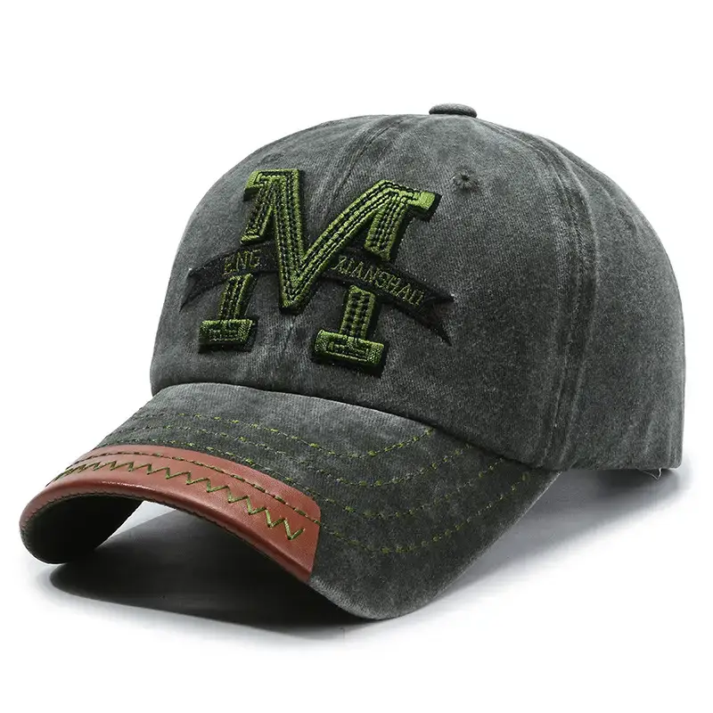 Men Vintage Denim Baseball Cap with Buckle - Image 4