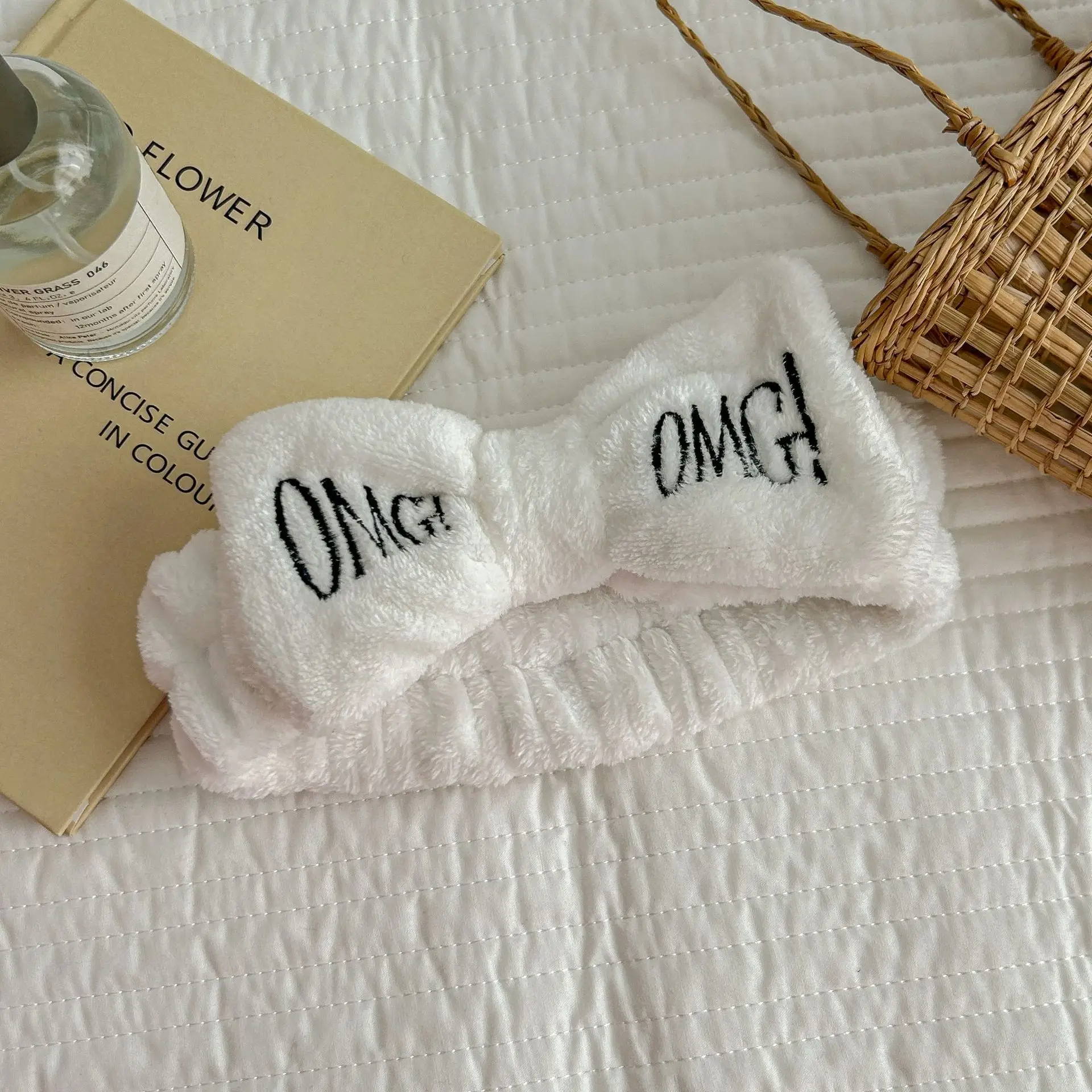 White Fleece Omg Headband for Women - Image 3