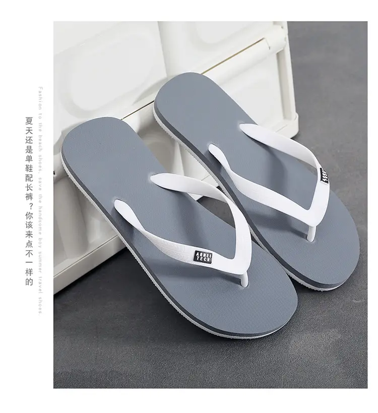 [Rubber] Flip-flops men's summer non-slip deodorant slippers wear-resistant soft-soled beach shoes slippers feet — feature 14