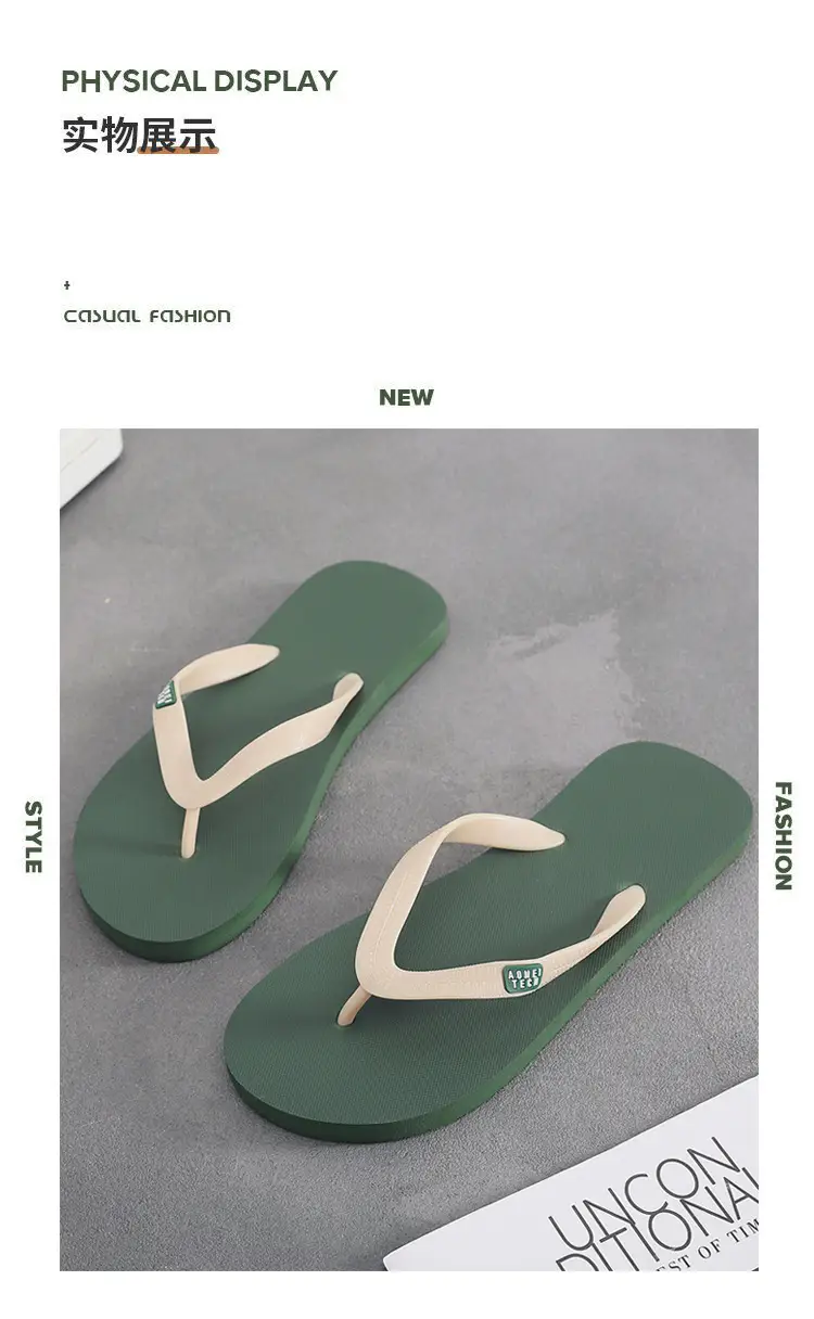 [Rubber] Flip-flops men's summer non-slip deodorant slippers wear-resistant soft-soled beach shoes slippers feet — feature 9