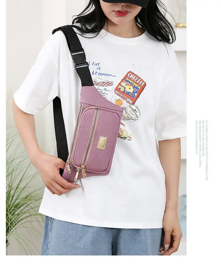 Women's Yellow Nylon Crossbody Bag with Black Strap — feature 12