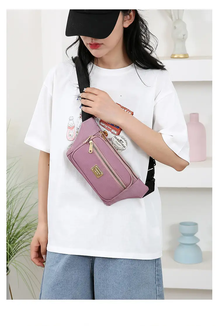 Women's Yellow Nylon Crossbody Bag with Black Strap — feature 13