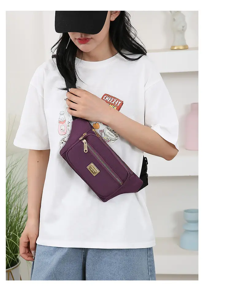 Women's Yellow Nylon Crossbody Bag with Black Strap — feature 15