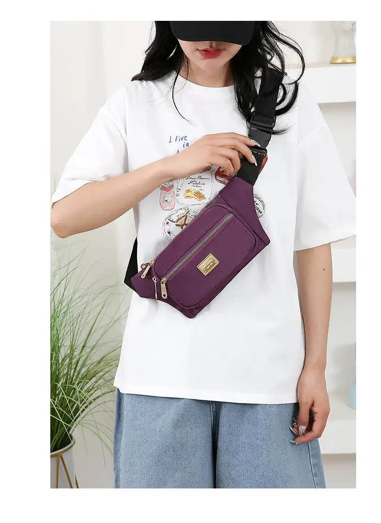 Women's Yellow Nylon Crossbody Bag with Black Strap — feature 16