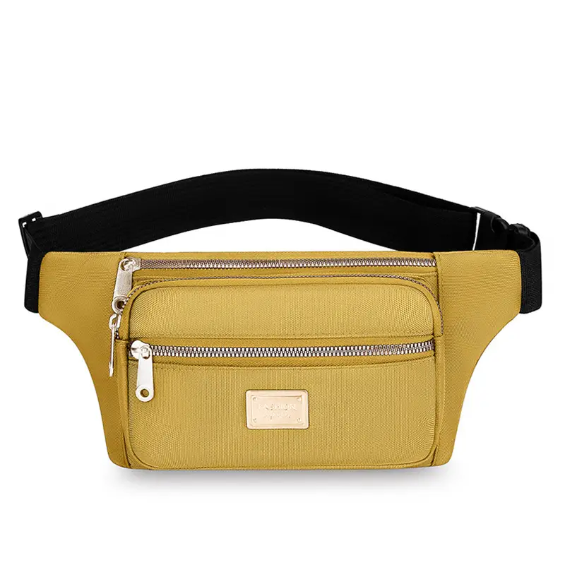 Women's Yellow Nylon Crossbody Bag with Black Strap - Image 4