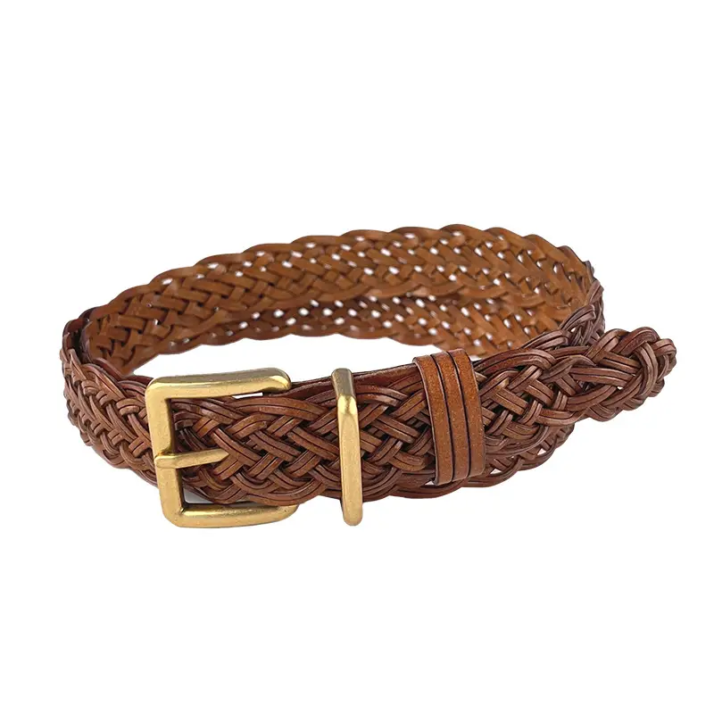 Black Handwoven Women's Belt with Gold Buckle - Image 12