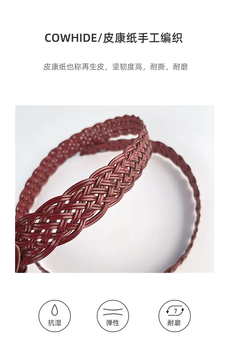 Black Handwoven Women's Belt with Gold Buckle — feature 5