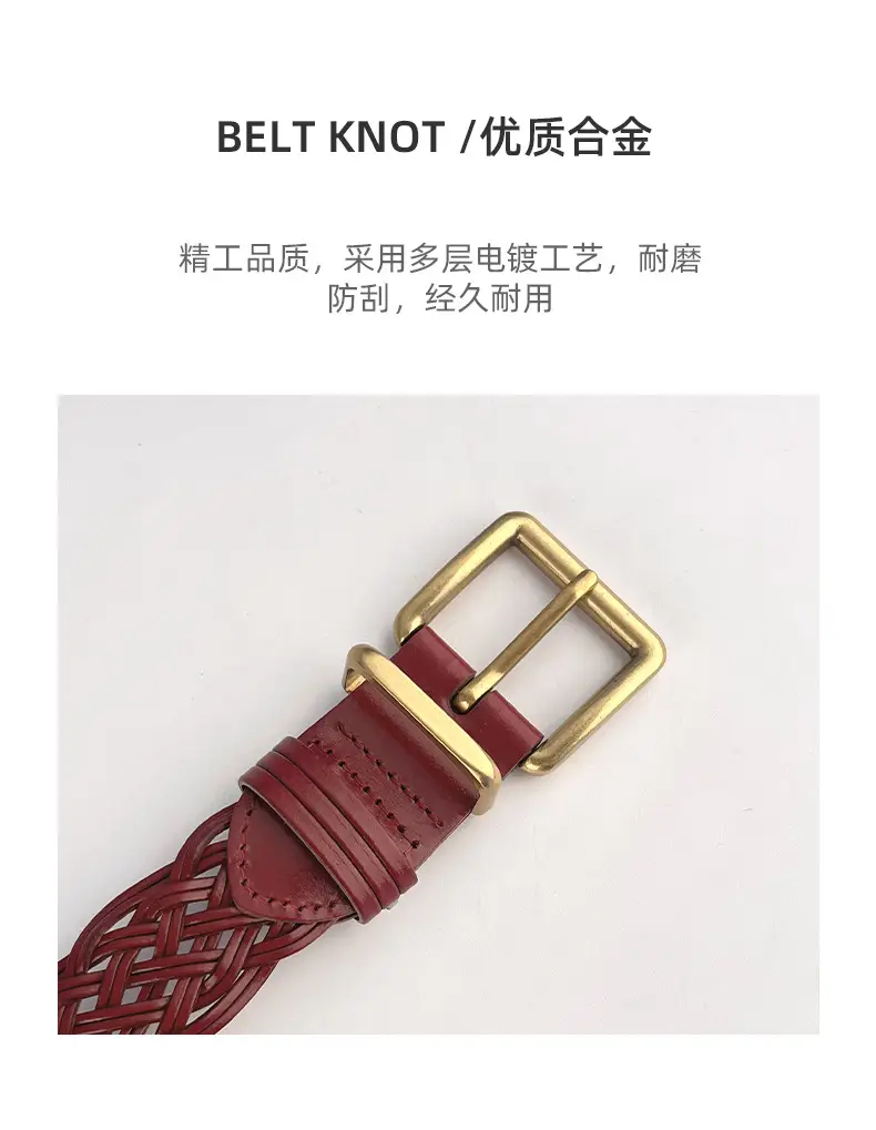 Black Handwoven Women's Belt with Gold Buckle — feature 6