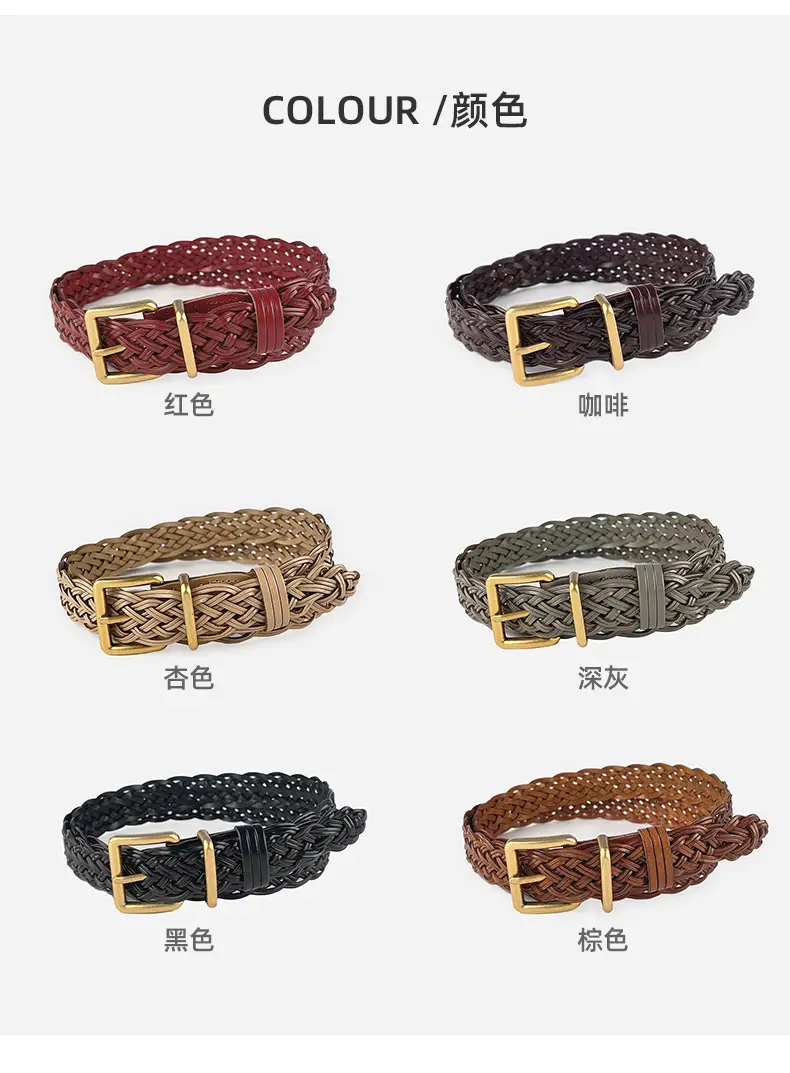 Black Handwoven Women's Belt with Gold Buckle — feature 8